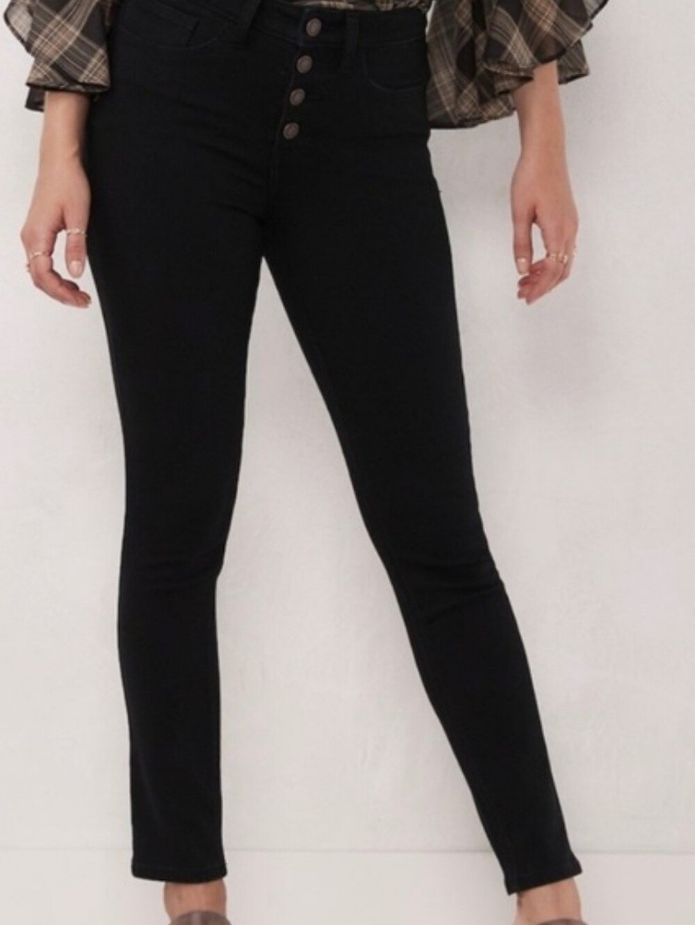 LC Lauren Conrad Black Button Fly Skinny Jeans
